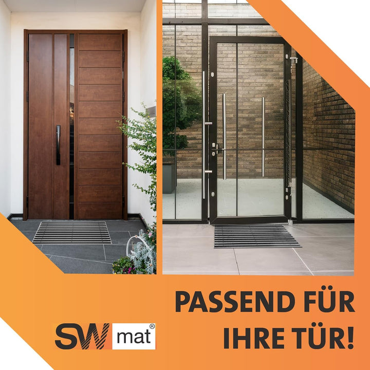 Fussabtreter für Innen & Aussen I Eingangsmatte mit Aluminium Rahmen I Einbau Schmutzfangmatte & ein