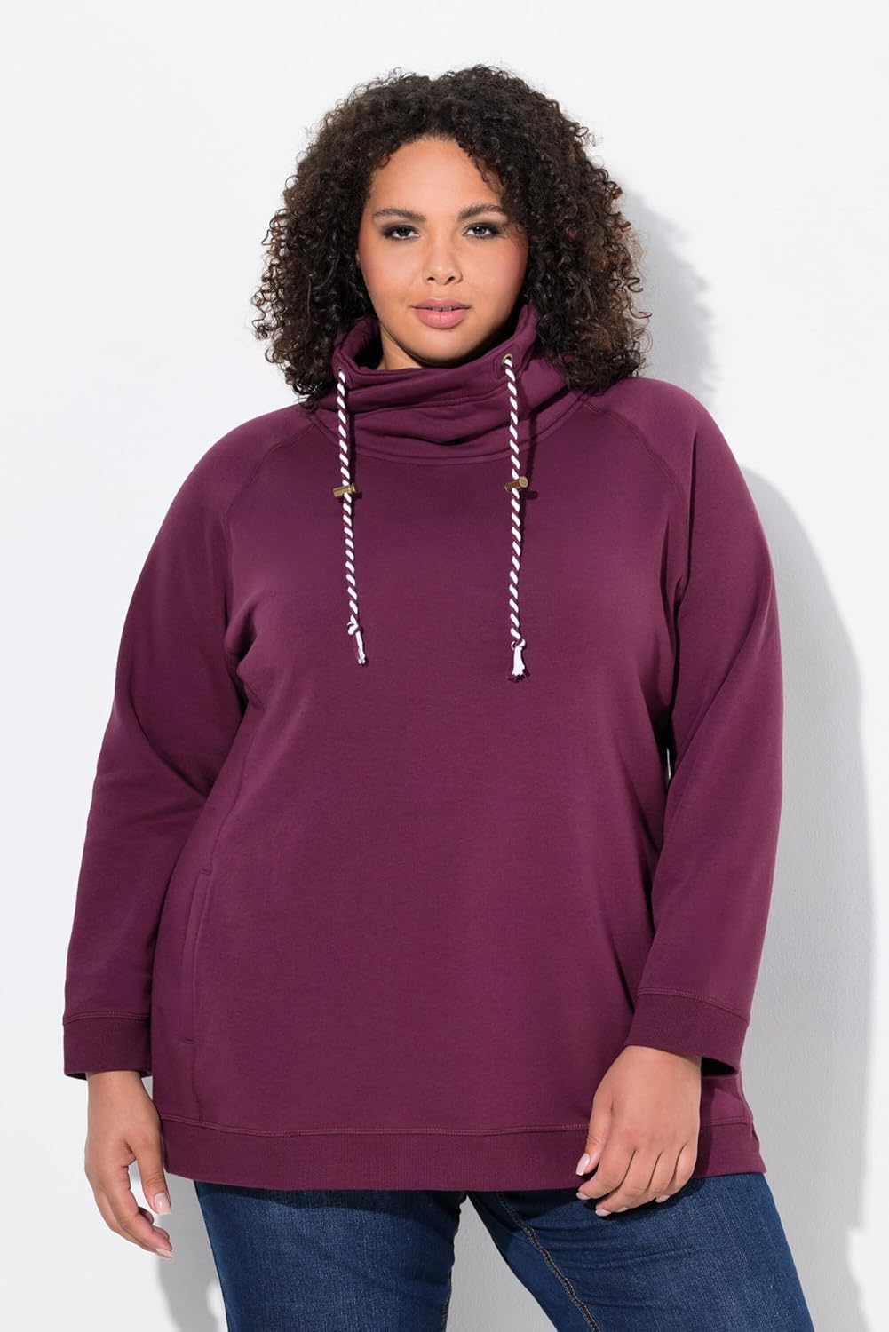 Ulla Popken Damen Grössen, Sweatshirt, Verdunkelung 42-44 Dunkle Beere, 42-44 Dunkle Beere