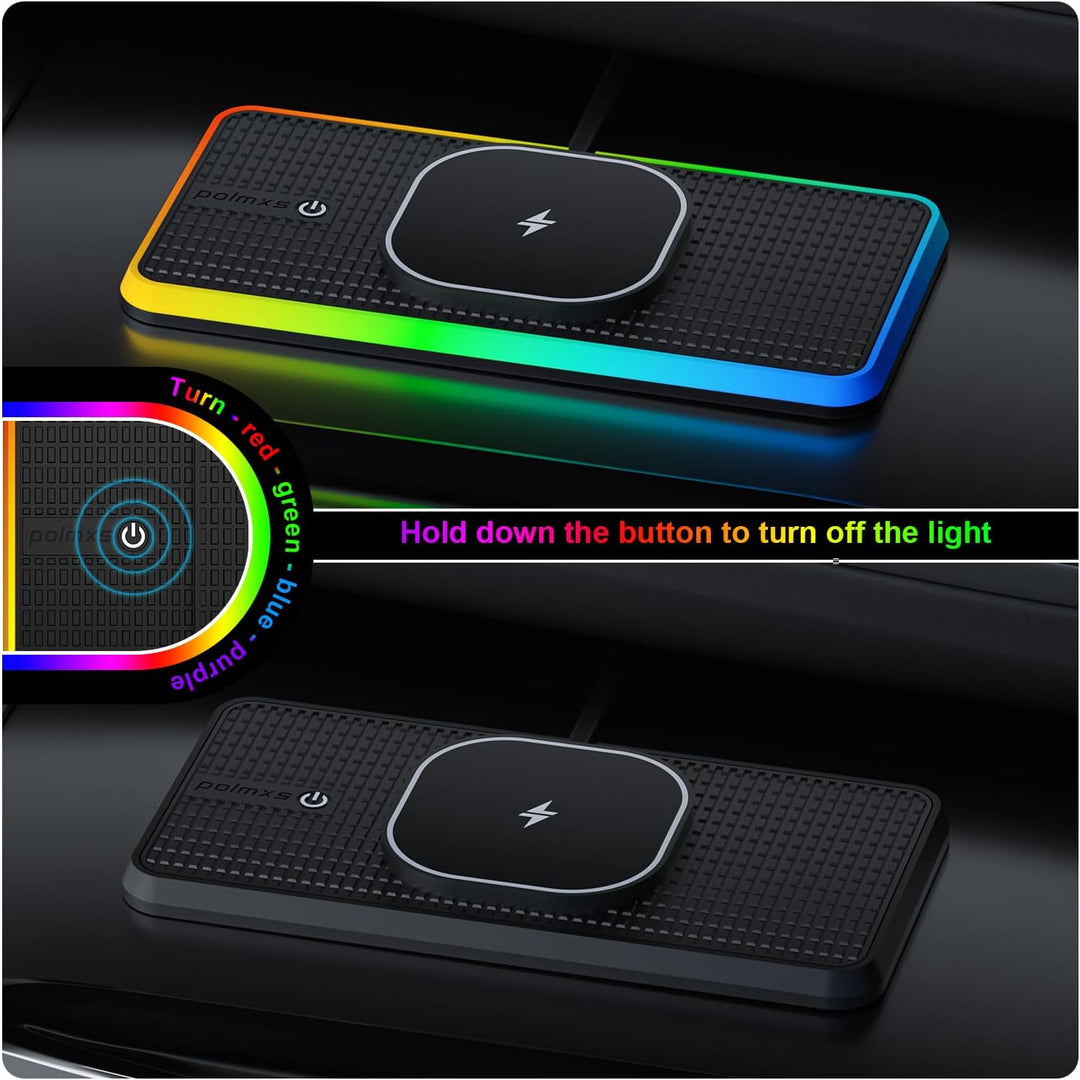 RGB Wireless Charger Auto für MagSafe, Polmxs 15W Induktive Ladestation Magnetisch Auto LED Induktiv