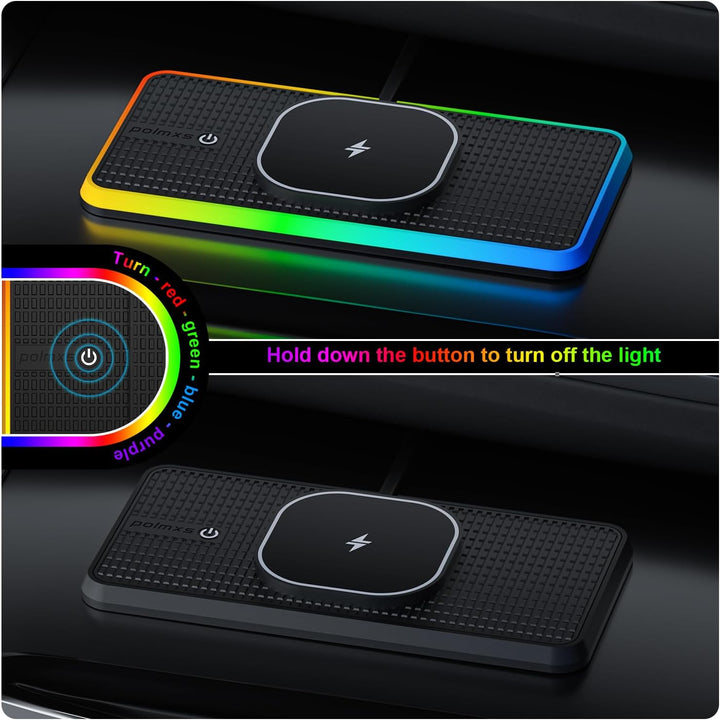 RGB Wireless Charger Auto für MagSafe, Polmxs 15W Induktive Ladestation Magnetisch Auto LED Induktiv