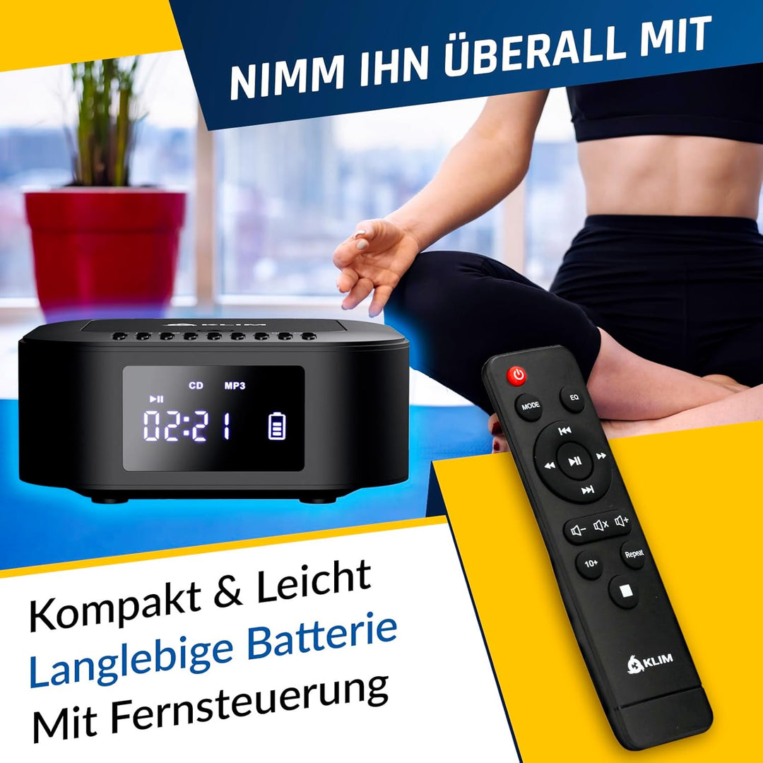 KLIM Boombox E1 Radio mit CD Player - CD-Hülle - BASS Boost mit Tieftöner - FM Radio, MP3, Bluetooth