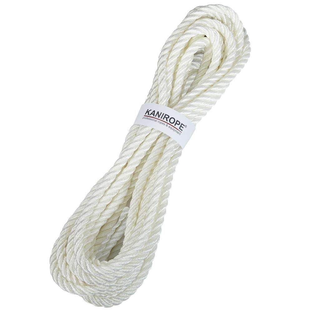 Kanirope® Polyester Tauwerk Polyesterseil POLYTWIST ø4mm 100m Weiss 3-litzig gedreht, 100m Weiss