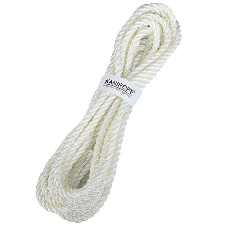 Kanirope® Polyester Tauwerk Polyesterseil POLYTWIST ø4mm 100m Weiss 3-litzig gedreht, 100m Weiss