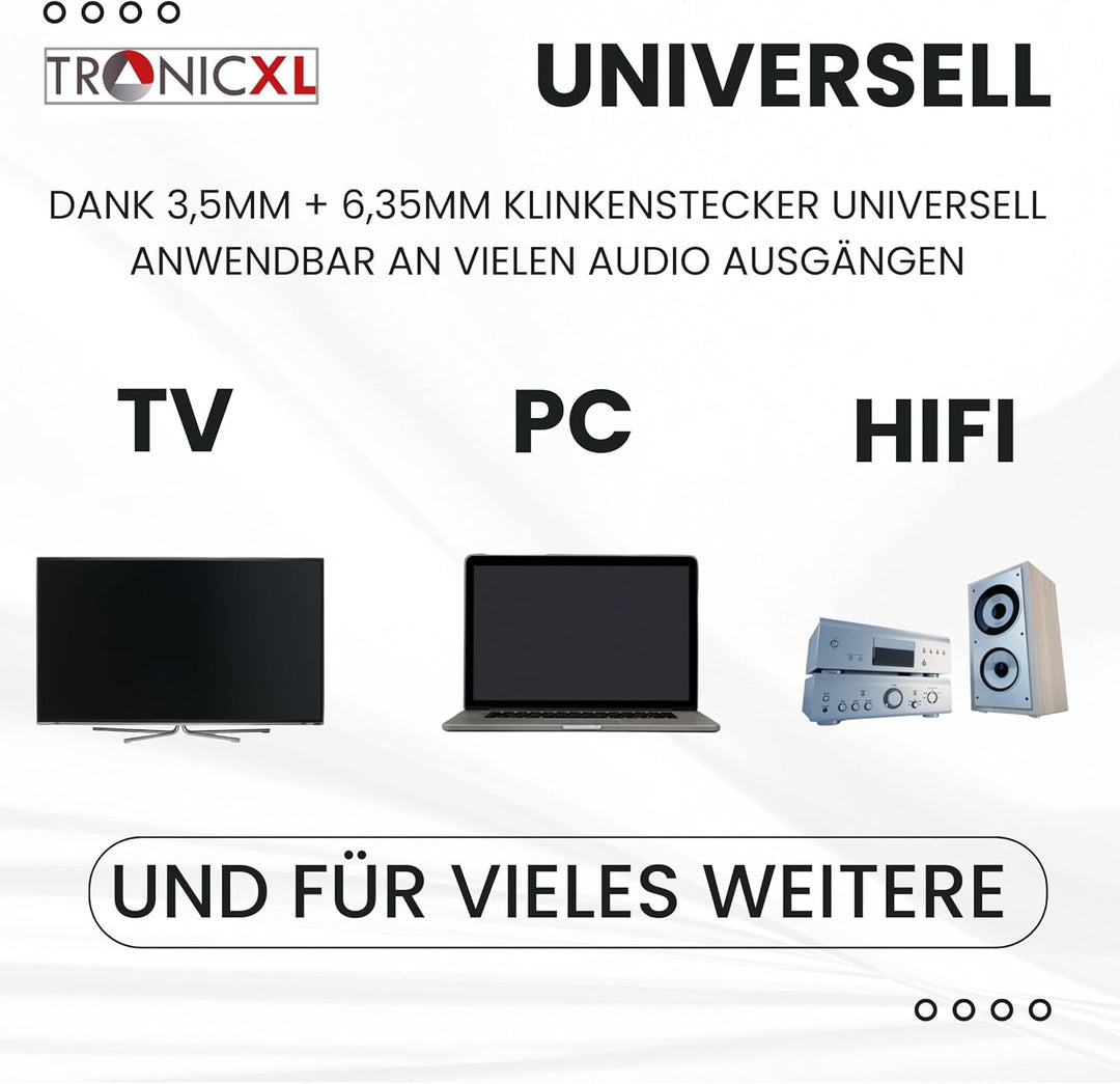 Fernsehkopfhörer Kopfhörer Kopfbügel Stereo 6m langes Kabel TV Fernseh kompatibel mit Sony LG Panaso