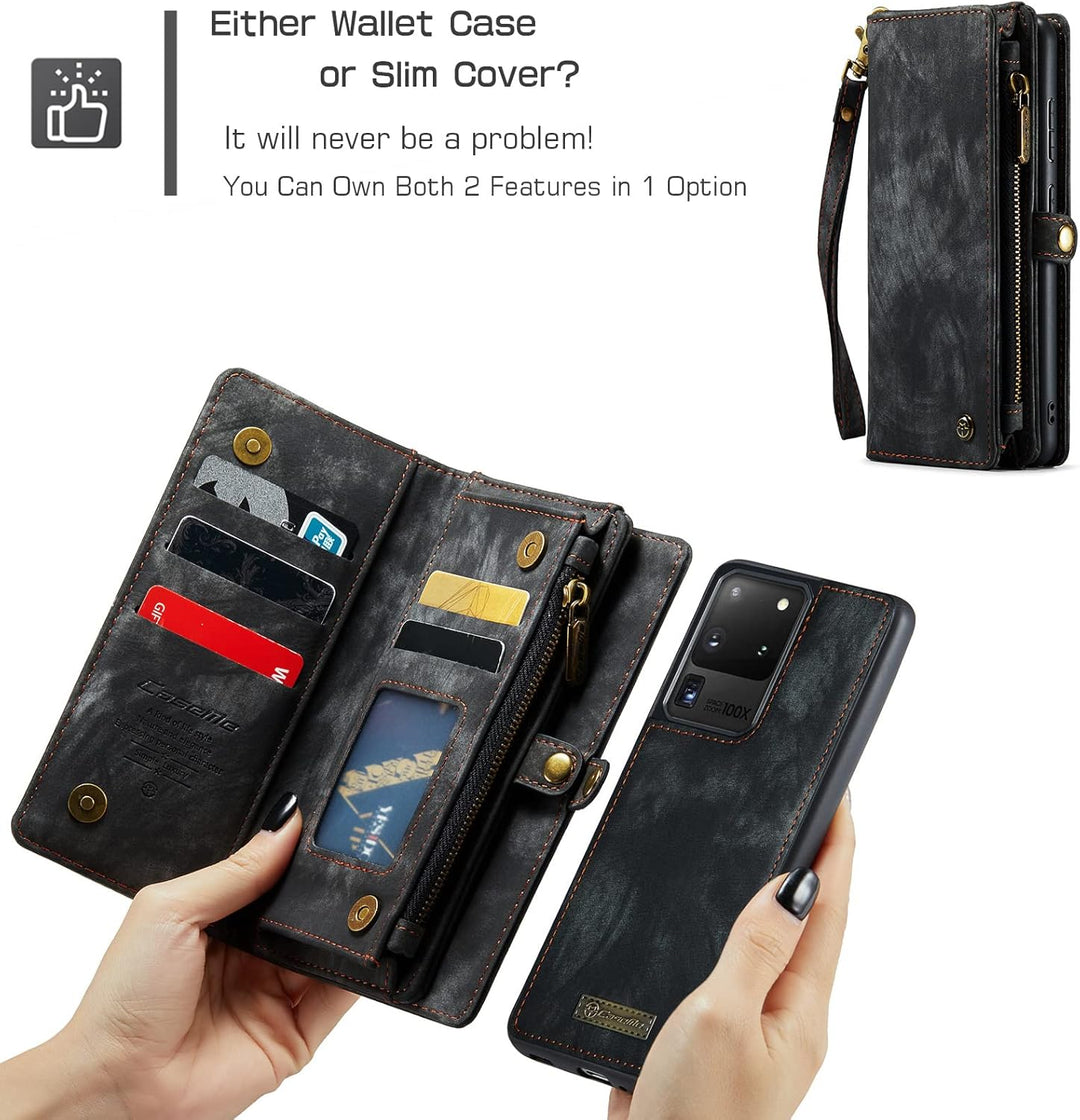 UFinetech 2-in-1 Samsung Galaxy S20 Ultra Hülle Tasche Leder TPU Abnehmbar Handy Flip Magnetisch Kar