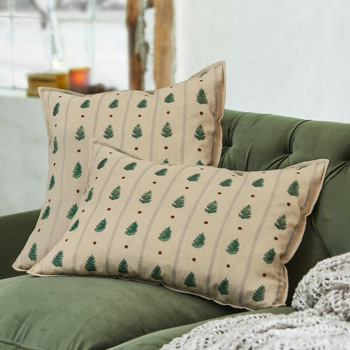 Loberon® Kissenhülle 2er Set Emily, Tannenbaum Print, vers. Grössen, weihnachtliche Textilien, Weihn