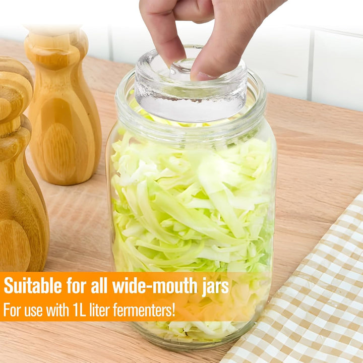 2 Fermentier Set Fermentiergläser 1L mit Fermentiergewichte und Schraubdeckel Gärglas Mason Jars 1 L