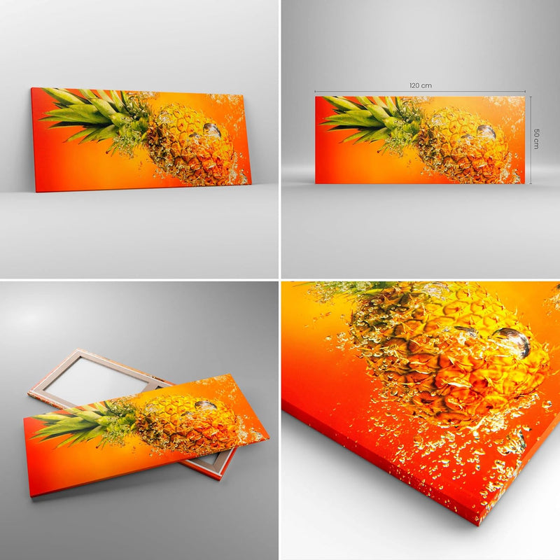 Wandbilder Dekoration Wohnzimmer Karibik ananas frucht gesund Panorama Bilder auf Leinwand 120x50cm