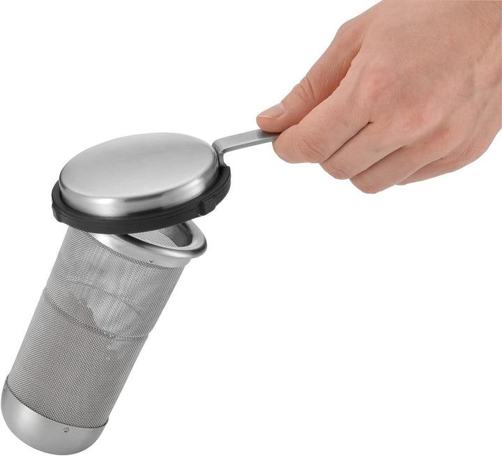 WMF Kult Teekanne mit Stövchen Set 2-teilig, Cromargan Edelstahl mattiert, Kanne 1,2 L mit Siebeinsa