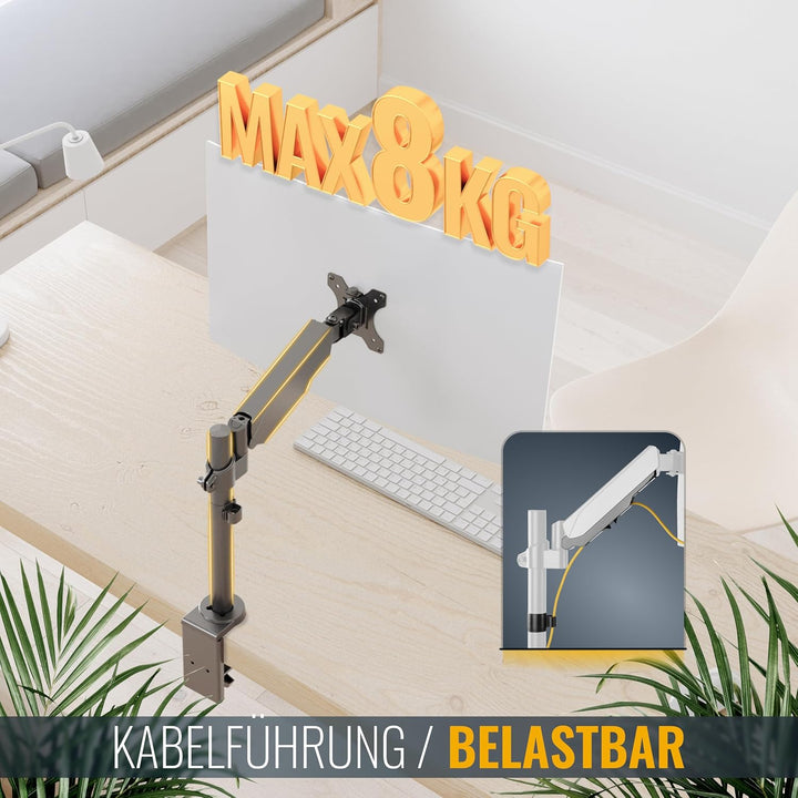 RICOO Monitor Halterung Tisch Gasdruckfeder für 17 - 32 Zoll, VESA Tischhalterung, Monitorarm TS9511