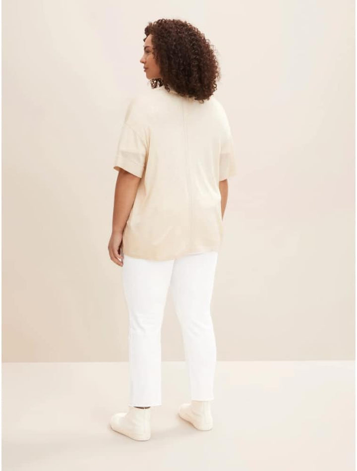 TOM TAILOR Damen Plussize Cardigan mit kurzem Arm 44 Grosse Grössen 29517 - Sand Stone Beige, 44 Gro