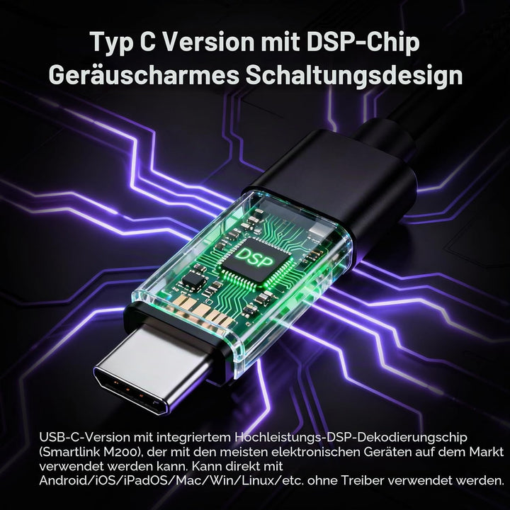 Yinyoo KBEAR Venus Kabelgebundene Ohrhörer USB C IEM Kopfhörer mit LED-Beleuchtung für Gaming, IEMs