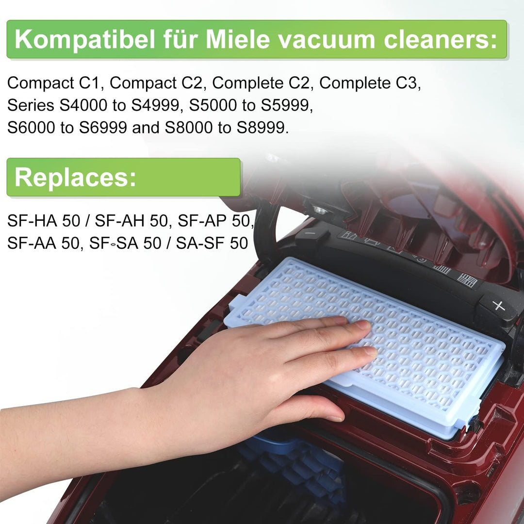 Artraise 2 HEPA Active Airclean Plus 50 Filters for Miele Filter Compatible with Miele Vacuum Cleane