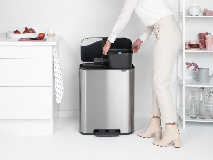 Brabantia 211485 Treteimer Bo, 2 x 30L, Grauer mineralbeton 2 Inneneimer (2 x 30L) Mineral Concrete