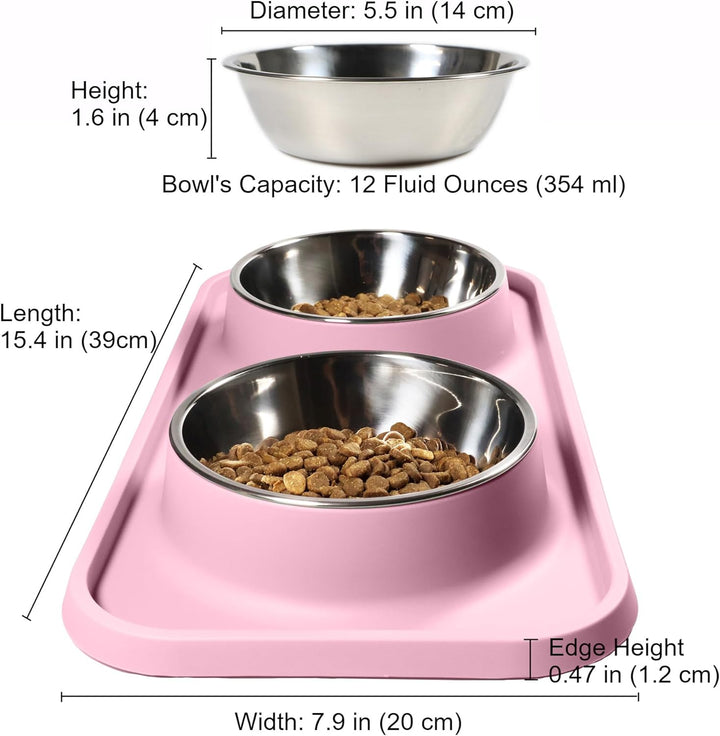 L.D.Dog Katzenfutternäpfe, Katzennäpfe, rutschfest und auslaufsicher, Silikonmatten mit Ständer, her