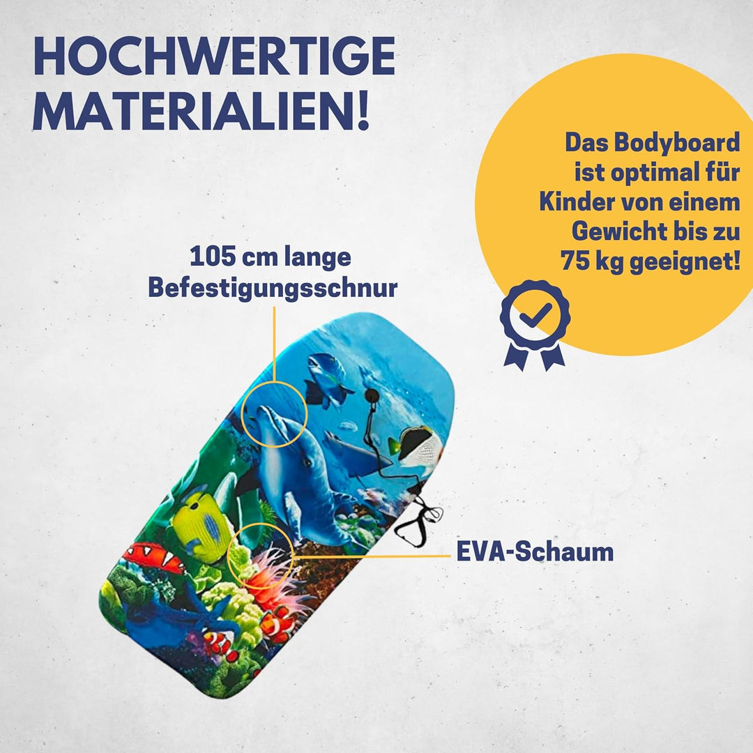 BEST SPORTING Bodyboard Kinder – Leichtes Surfbrett für Strand, Meer & Schwimmbad | 92 x 46 x 5 cm |