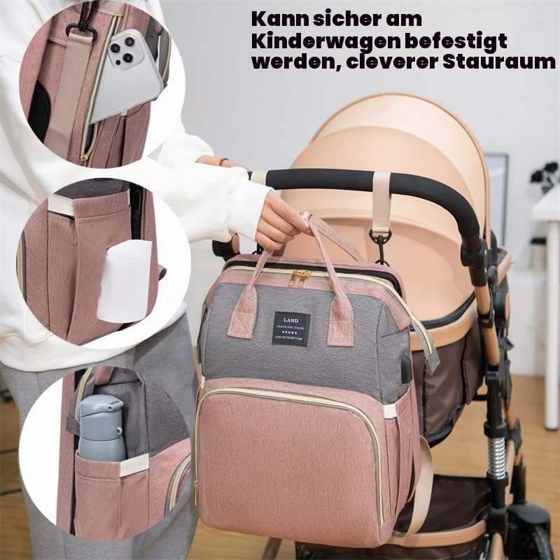 Wickeltaschen-Rucksack, Baby-Wickeltaschen, Muttertagsgeschenke, multifunktionaler wasserdichter Rei