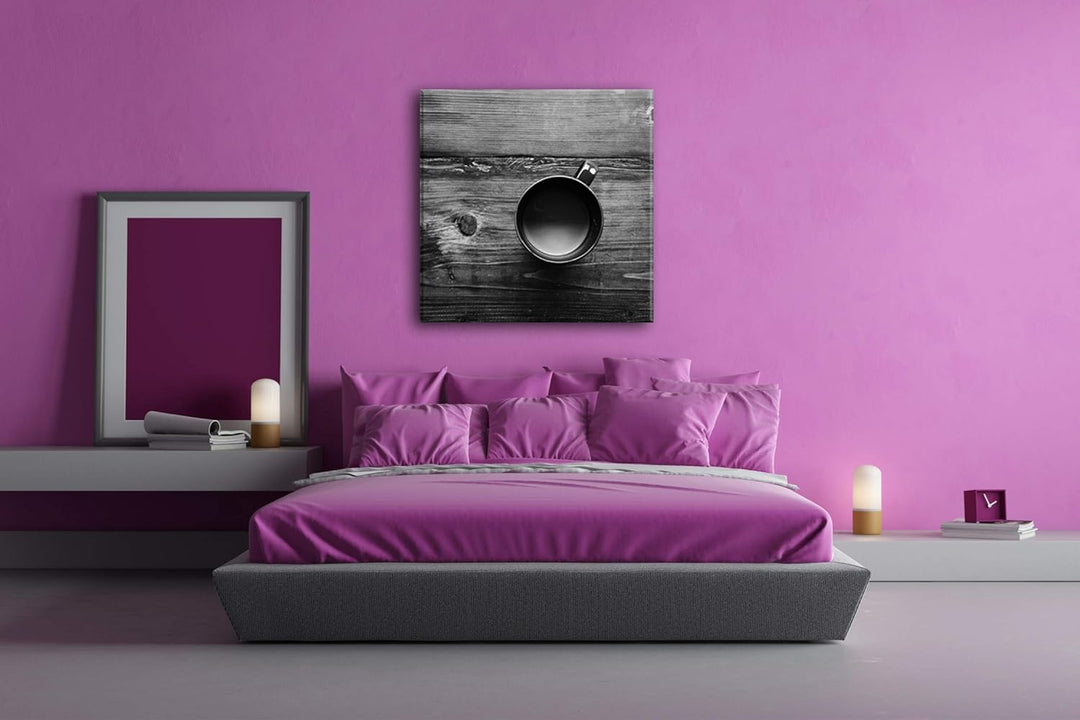 deyoli leckerer Kaffee auf Einem altem Holztisch Format: 60x60 Effekt: Schwarz&Weiss als Leinwandbil