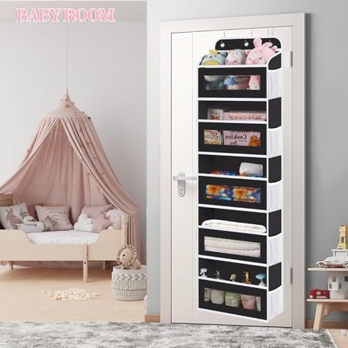 KYEVIS Over The Door Organizer Storage, 5 Shelves Door Organizer Hanging with 10 Mesh Pockets, Behin
