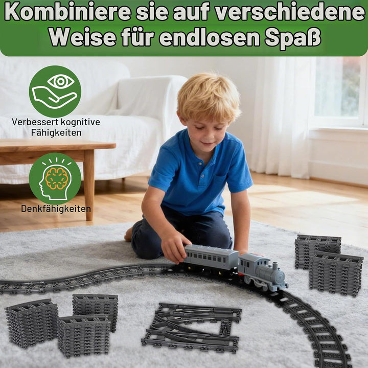Bausteine Zug Schienen Set, 54 Stück City Zug Schienen Set, Bestehend aus Cross Track Gerade, Kurven