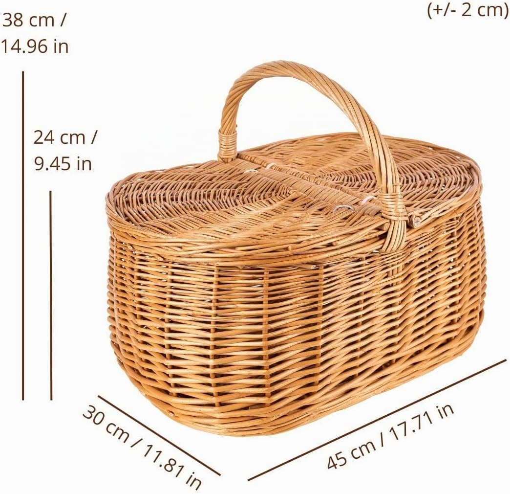 Creative Home Grosse Picknickkorb Weidenkorb mit Henkel Einkaufskorb | 45 x 30 x 38 cm (+/- 2 cm) |