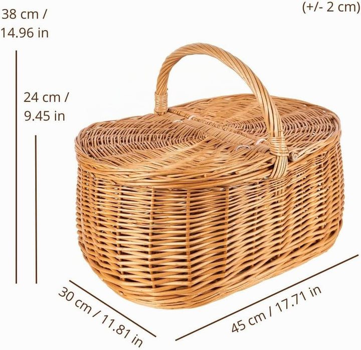 Creative Home Grosse Picknickkorb Weidenkorb mit Henkel Einkaufskorb | 45 x 30 x 38 cm (+/- 2 cm) |