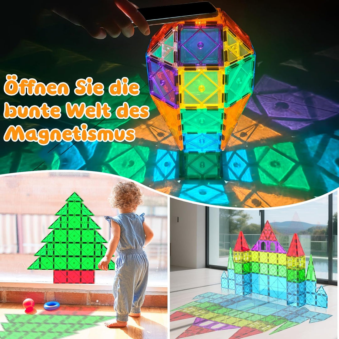 Zenzemwa Magnetische Fliesen Kinder Magnetbausteine: 72 Teile Magnetische Bausteine Magnetblöcke Mag
