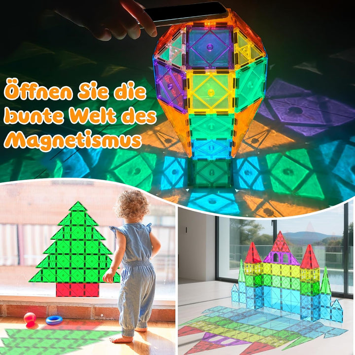 Zenzemwa Magnetische Fliesen Kinder Magnetbausteine: 72 Teile Magnetische Bausteine Magnetblöcke Mag