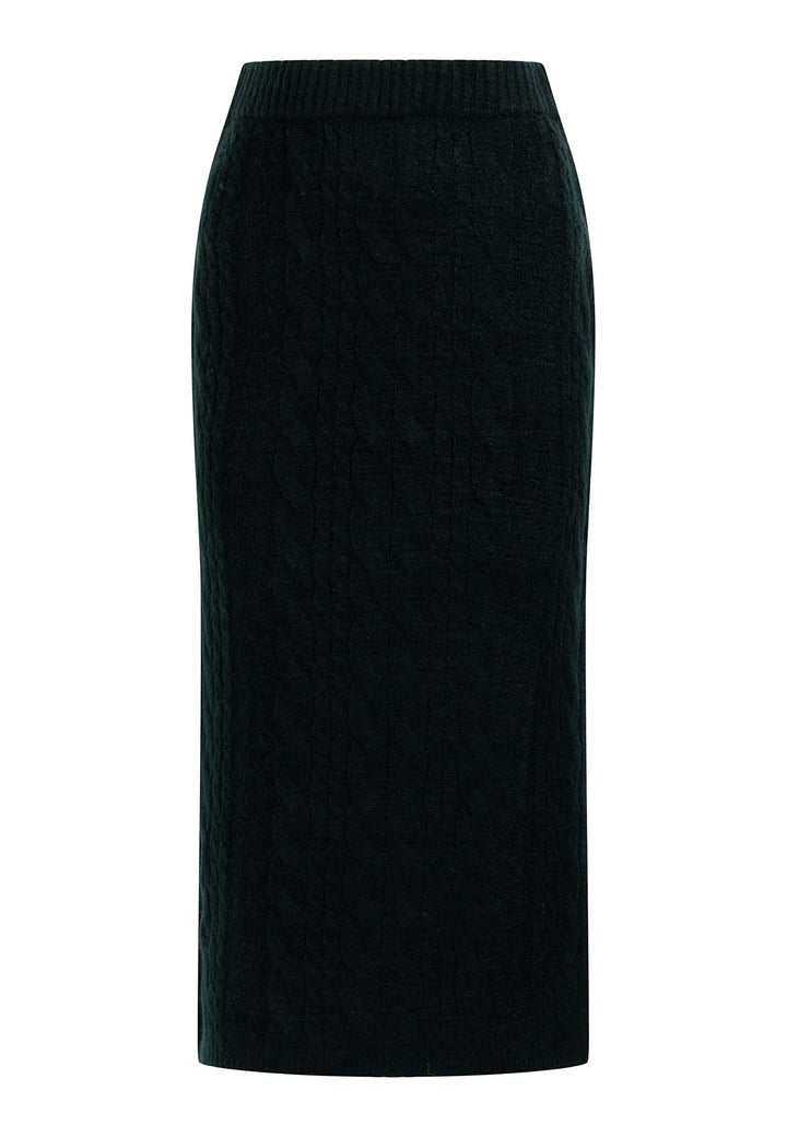 DreiMaster Damen Strick Midirock XS-S Dunkelgrün, XS-S Dunkelgrün