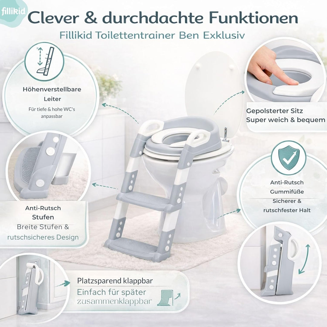 Babyworld Fillikid Toilettentrainer | Höhenverstellbarer Toiletten-Sitz für Kinder | Leicht zu reini