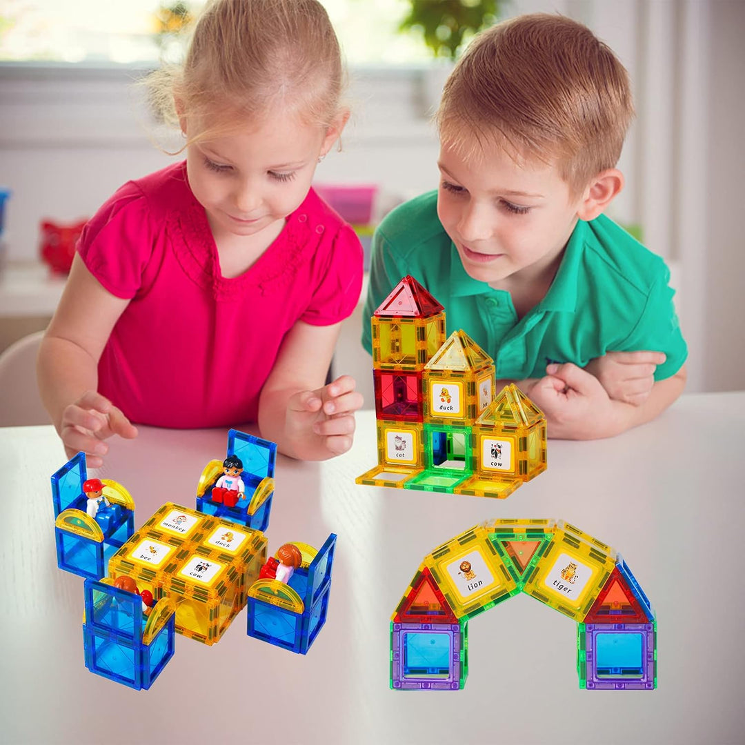 Magblock 46 Teile Magnetische Bausteine für Kinder,Magnetbausteine Lernspielzeug,Magnet Spielzeug fü