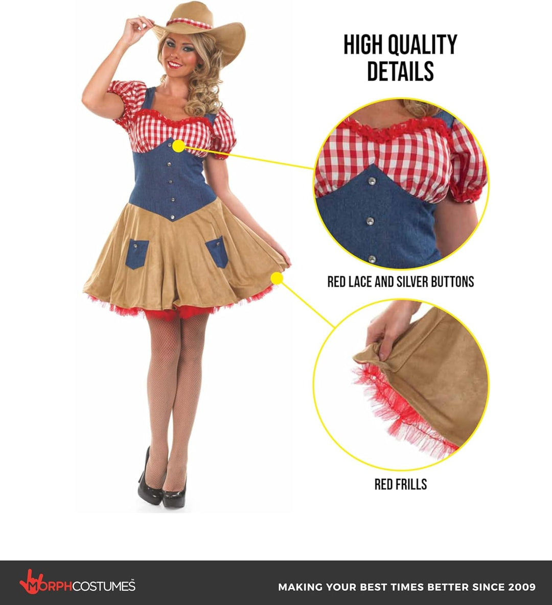 Fun Shack Saloon Girl Kostüm, Cowgirl Kostüm Damen Sexy, Western Damen Kostüm, Faschingskostüme Cowg