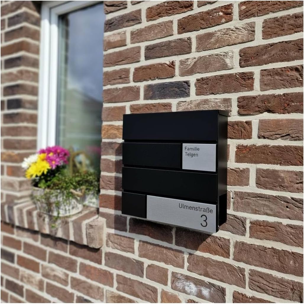 Metzler Briefkasten in schwarz Modell G - Pulverbeschichtung in RAL 9005 Feinstruktur Matt - Postkas