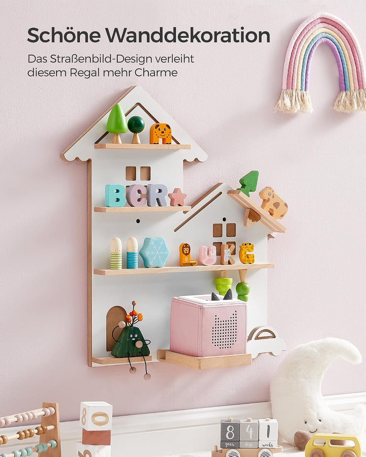 SONGMICS Regal für Toniebox, Wandregal für 35 Figuren, Kinderregal, einfache Montage, Kinderzimmer,