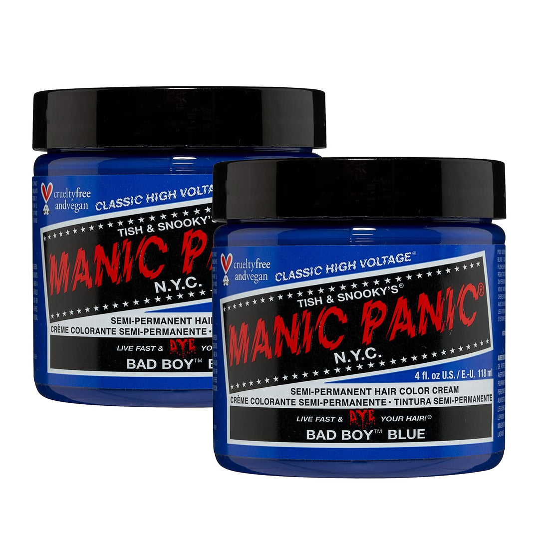 Manic Panic Bad Boy Blue Classic Creme, Vegan, Cruelty Free, Semi Permanent Hair Dye 2 x 118ml Bad B