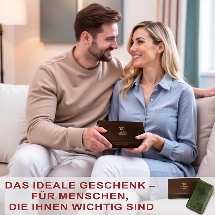 MATADOR ECHT Leder Frauen Geldbörse TüV Geprüfter RFID Schutz Damen Portemonnaie Rindsleder Scheinta