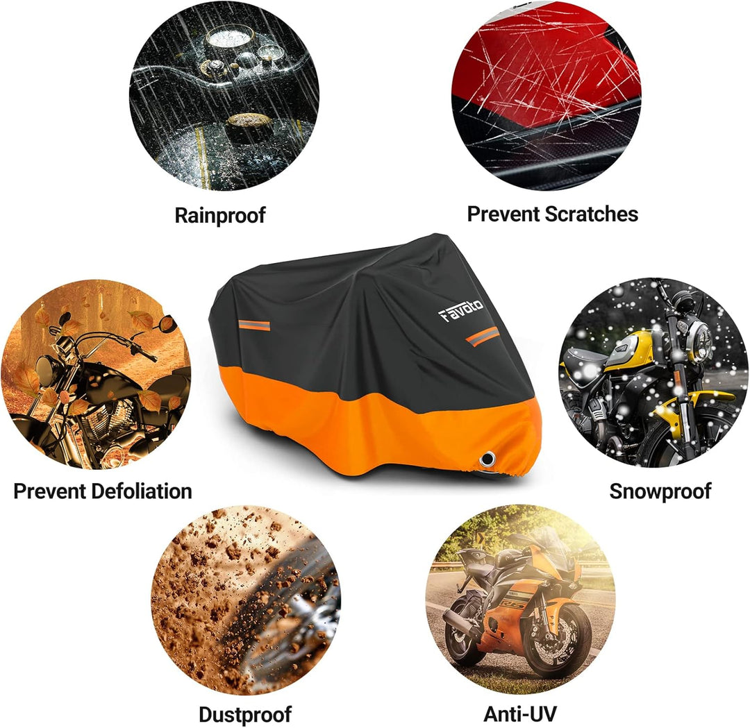 Favoto Verbesserte Version Wasserdicht Motorradabdeckung Motorrad Abdeckplane Outdoor Motorradgarage