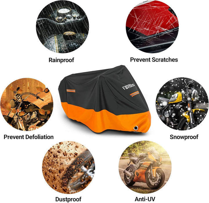 Favoto Verbesserte Version Wasserdicht Motorradabdeckung Motorrad Abdeckplane Outdoor Motorradgarage