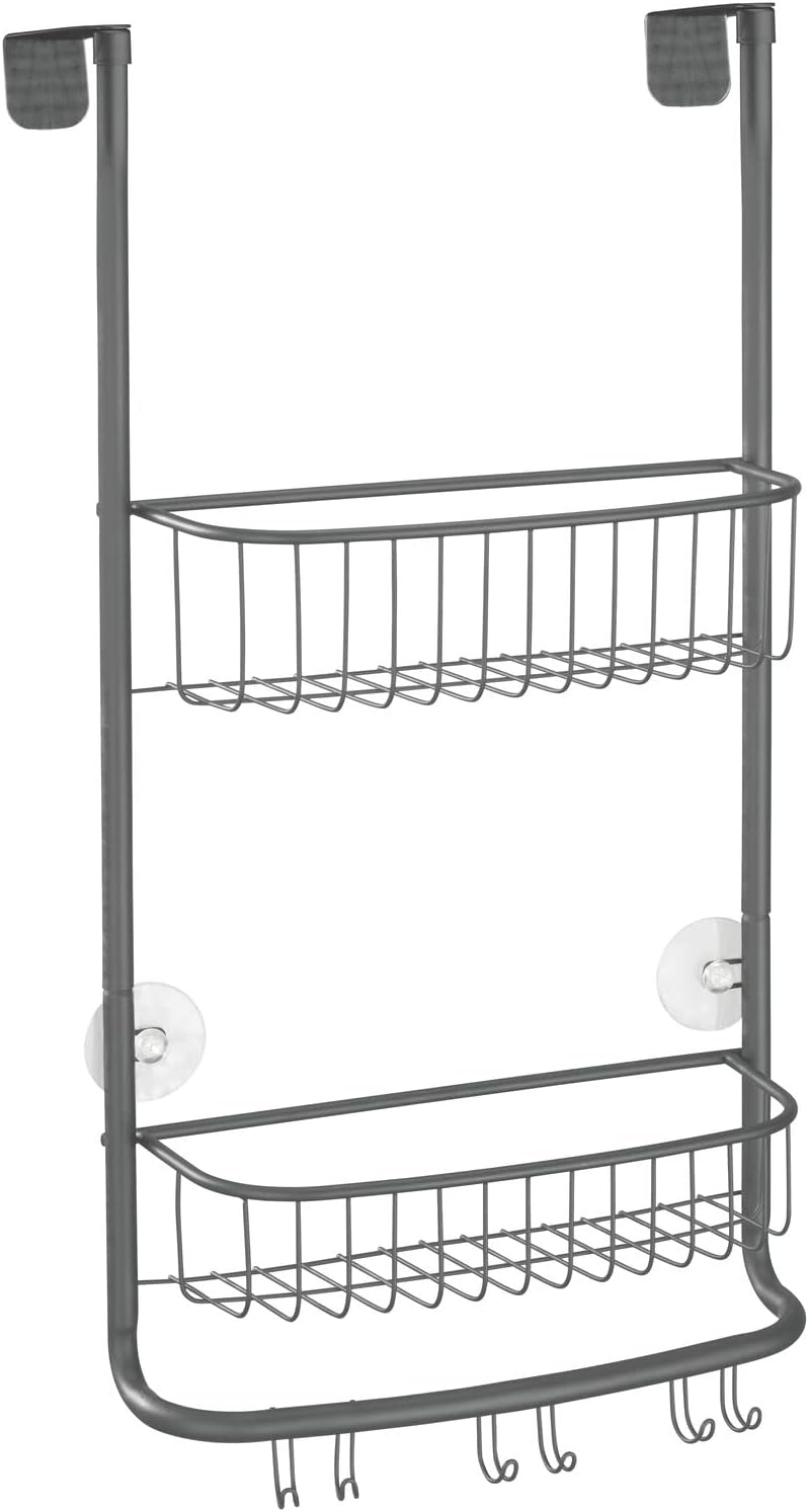 mDesign Duschablage zum Hängen – praktisches Duschregal ohne Bohren aus rostfreiem Metall – 2 Duschk