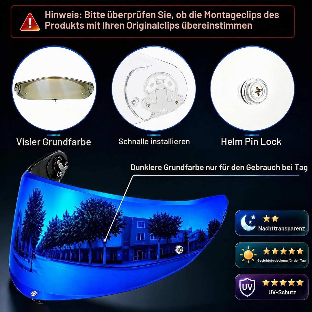 PSLER Helmvisier für K6 K6s - Helmgesichtsschutz Getöntes Visier Motorradhelm Zubehör Ersatz für K6