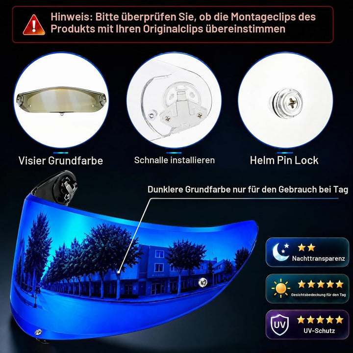 PSLER Helmvisier für K6 K6s - Helmgesichtsschutz Getöntes Visier Motorradhelm Zubehör Ersatz für K6