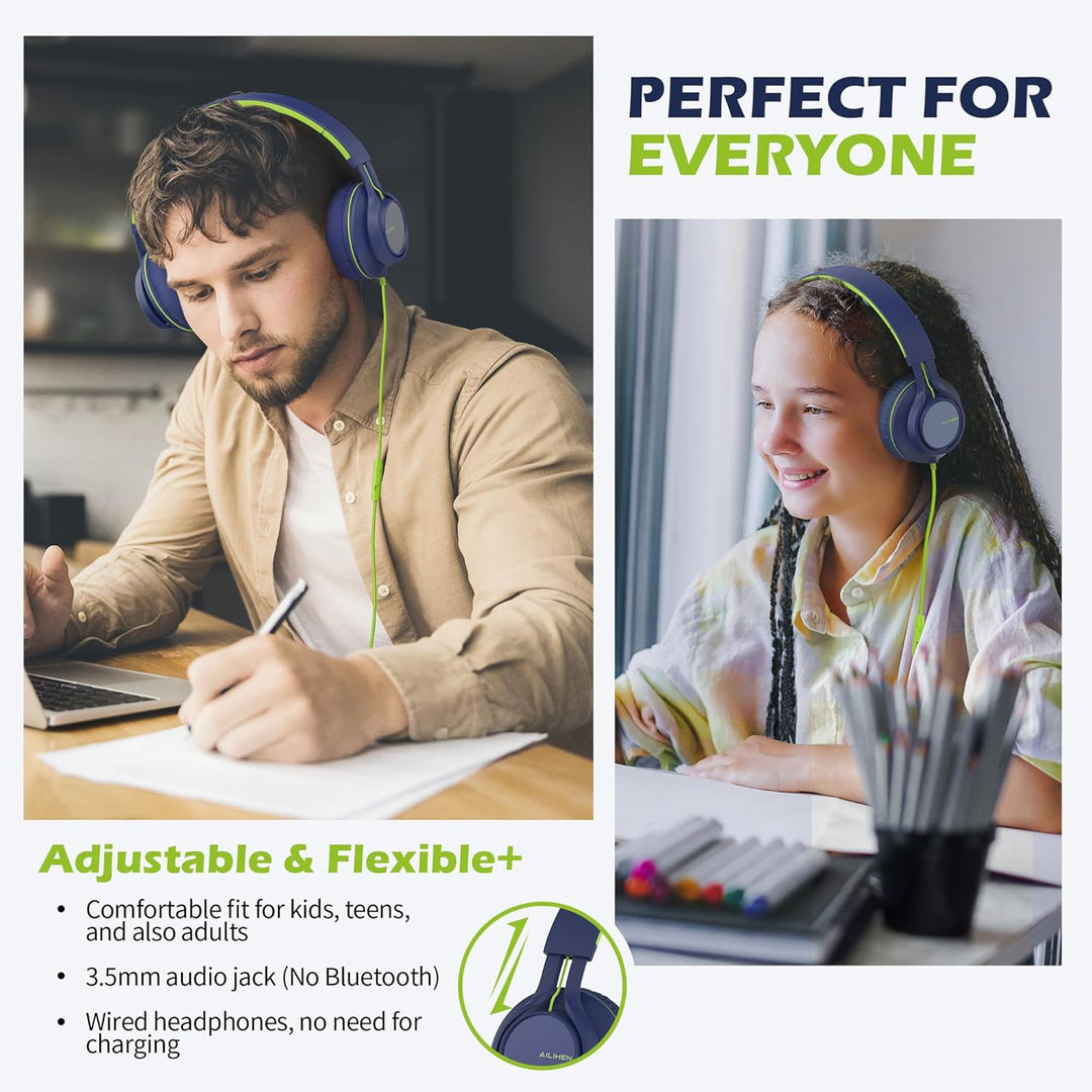 AILIHEN C8 Kopfhörer mit Kabel und Mikrofon, faltbar und verstellbar, On-Ear-Headsets, Lautstärkereg