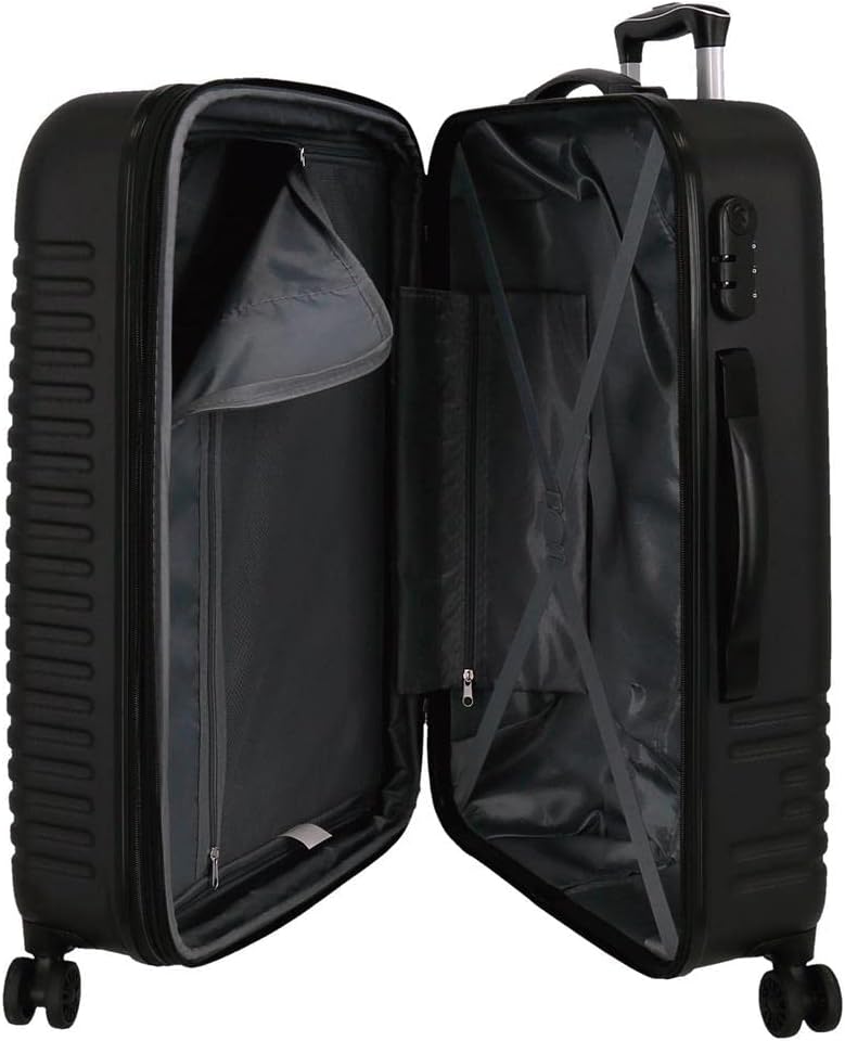 Roll Road India Koffer-Set, schwarz, 55/70 cm, starr, ABS-Kombinationsverschluss, seitlich, 112 l, 6
