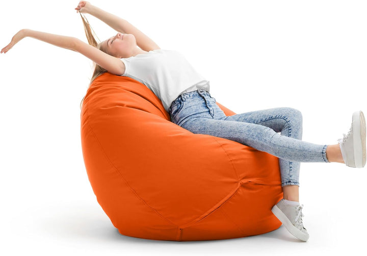 Bruni Sitzsack Classico L in Orange – XL Sitzsack mit Innensack zum Lesen, Abnehmbarer Bezug, lebens