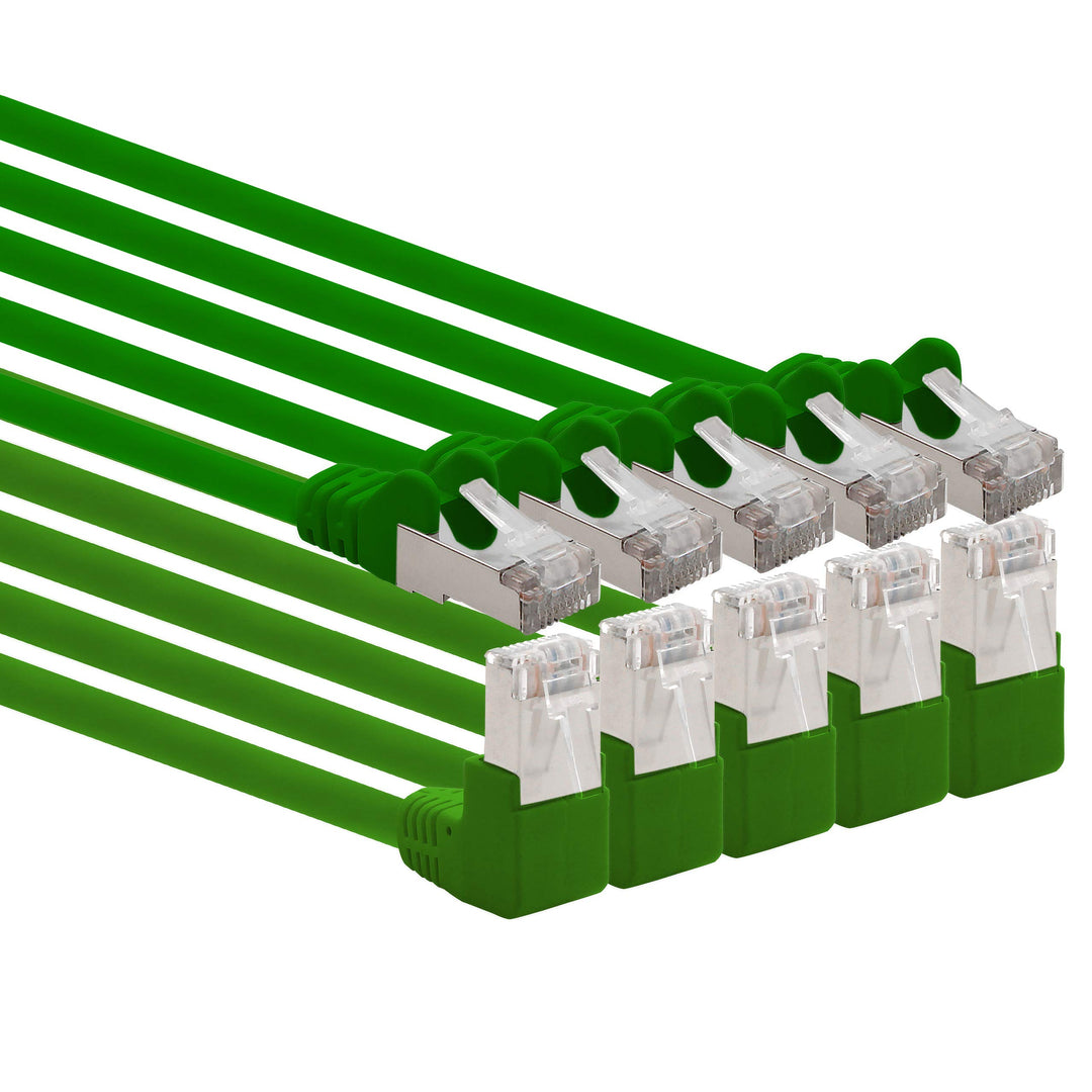 1aTTack.de 366228 Cat.6 Netzwerkkabel Winkel 90 Grad 5m - grün - 5 Stück - Cat6 Patchkabel (SFTP PIM