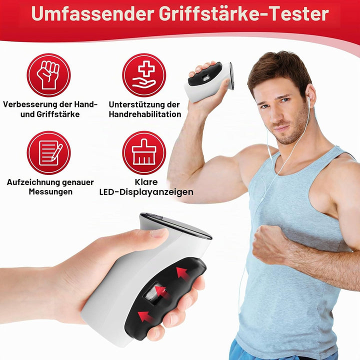 Griffstärke-Tester & -Trainer von Tilcore - Wiederaufladbarer Handgelenkdynamometer mit Handgelenkve