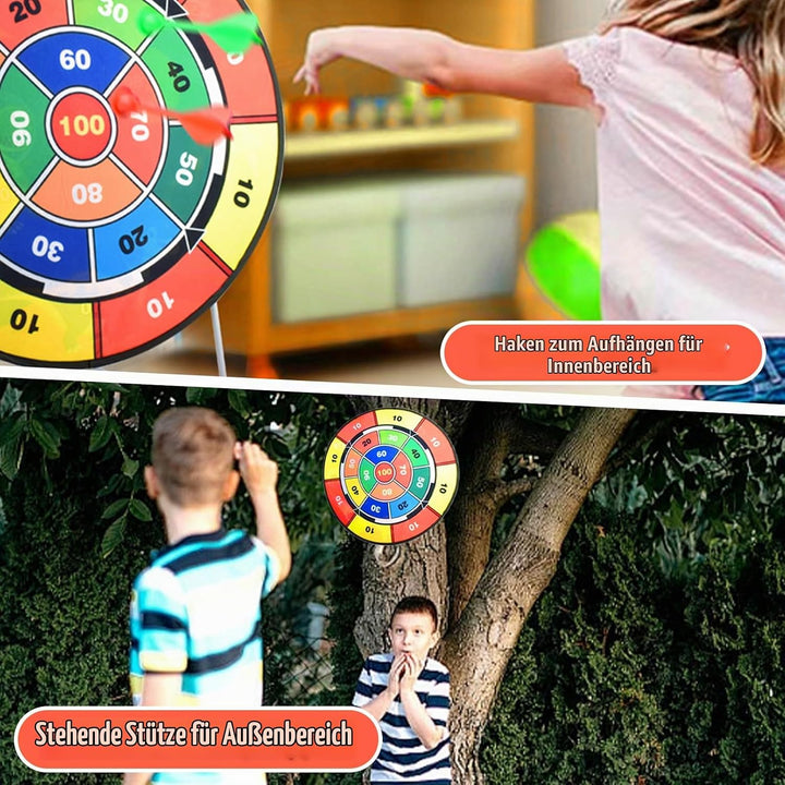 Dartscheibe für Kinder, 29"(73 cm) Doppelseitiges Dartscheiben Gartenspiel, Stehendes &amp; Hängendes Wu