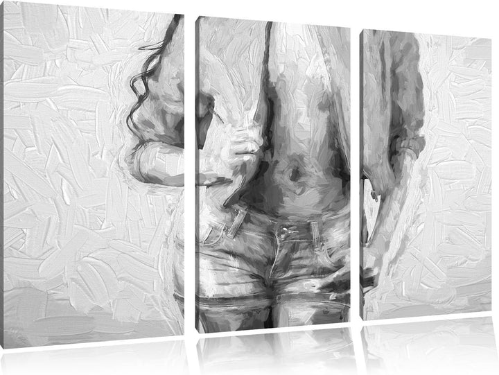 Pixxprint Sexy Woman als Leinwandbild/Grösse: 3 Teilig (120x80) cm/Wandbild/Kunstdruck/fertig bespan