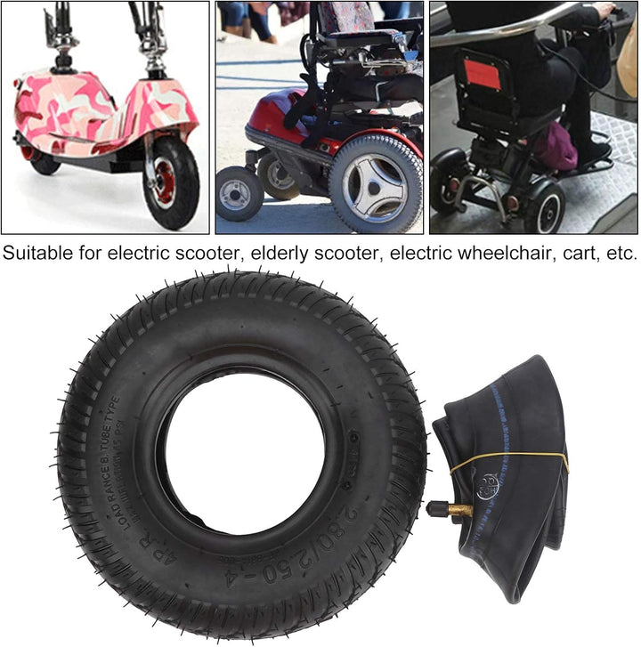 Alomejor Scooter Wheel Reifen Innenschlauch Schlauchreifen 2.80‑2.50‑4 für Elektroroller-Ersatzrad