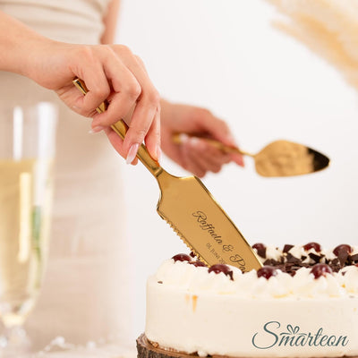 Tortenheber inkl. Tortenmesser im Set mit persönlicher Gravur als Geschenk zur Hochzeit, Jahrestag,